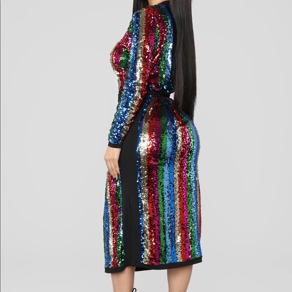 Sequins
V Neck
Midi dress/ used once - Picture 3 of 4